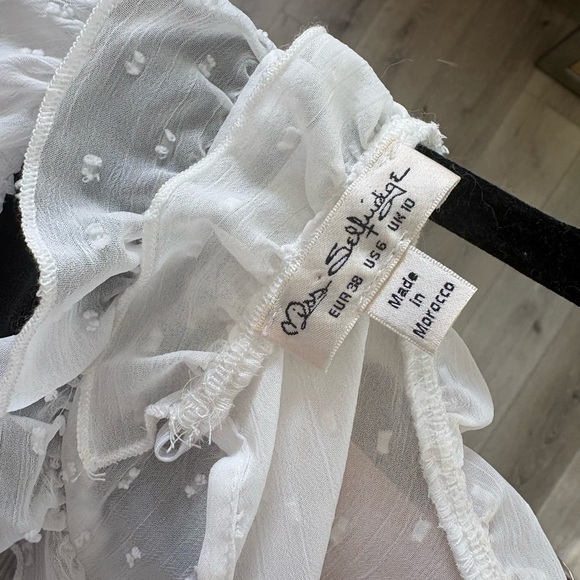 Miss Selfridge Black Dress with White Sheer Sleeves - Picture 2 of 3